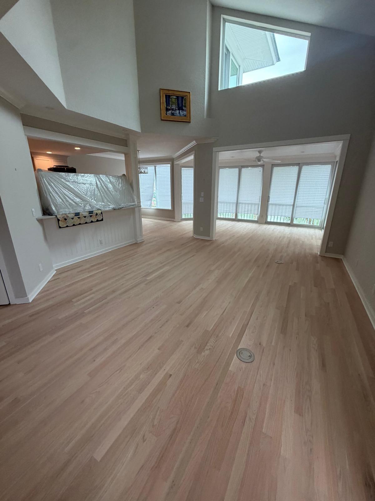 Hardwood floor sanded and ready for refinishing